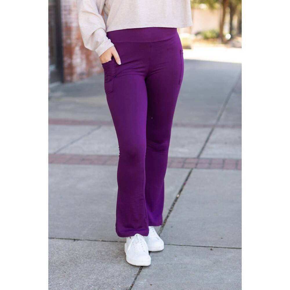 NEW JULIA ROSE reese flare leggings in purple